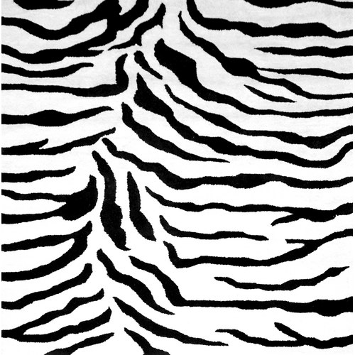 Zebra Print Hand-Tufted Black Safari Rug