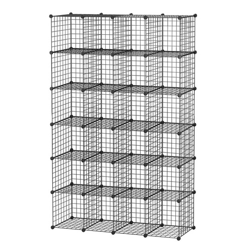 24 Cube Storage Cabinet DIY Wire Storage Shelves Metal Display Shelf Toy Book