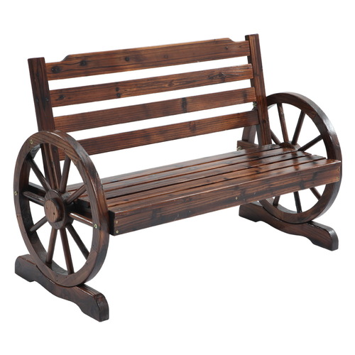 Gardeon Wooden Wagon Wheel Bench - Brown