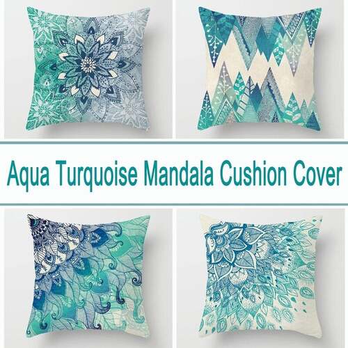 Luxton Aqua Blue Turquoise Cushion Covers 4pcs Pack