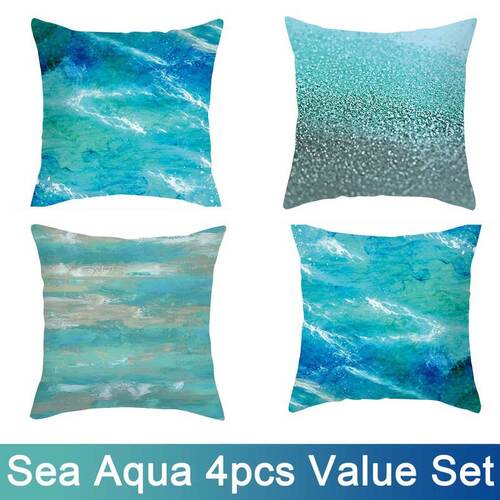 Luxton Aqua Blue Sea Style Cushion Covers 4pcs Pack